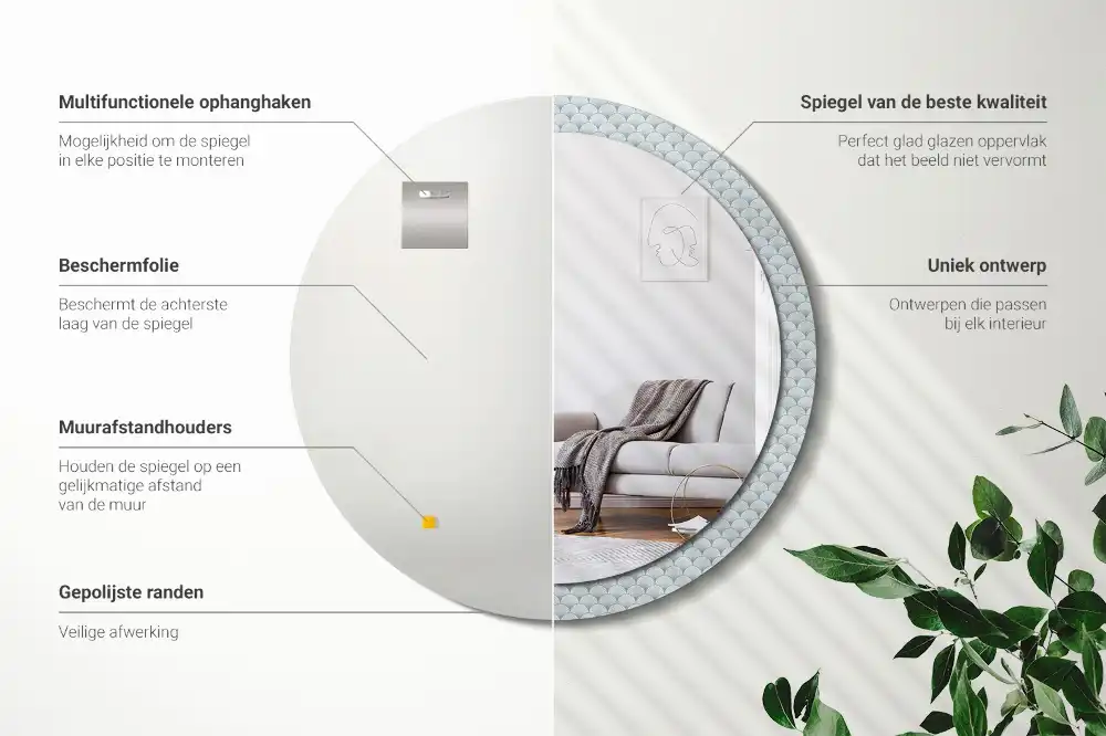 Specchio circolare stampato Modello retrò vintage