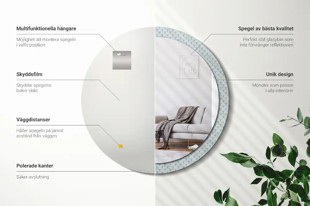 Specchio circolare stampato Modello retrò vintage