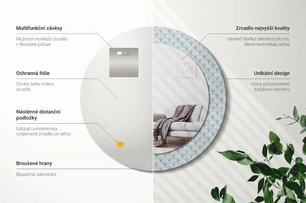 Specchio circolare stampato Modello retrò vintage