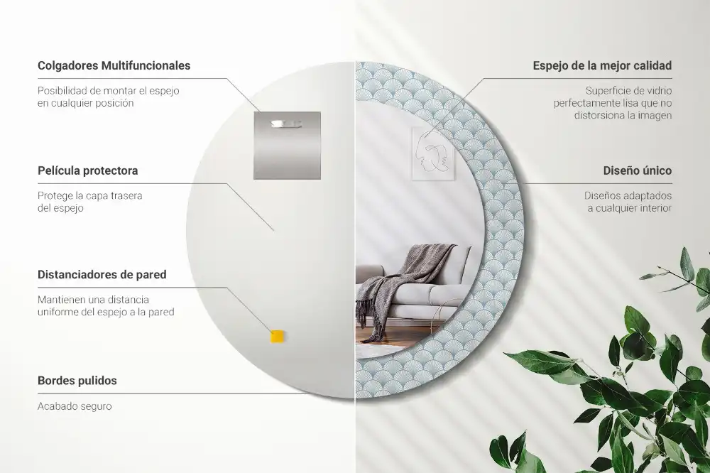 Specchio circolare stampato Modello retrò vintage