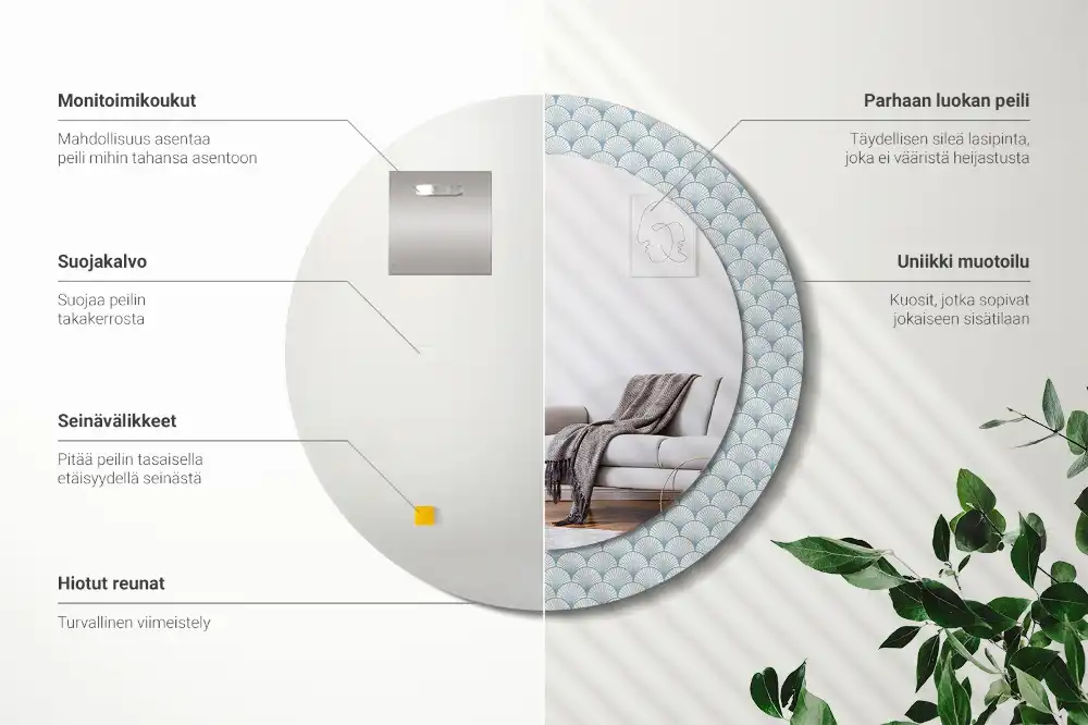 Specchio circolare stampato Modello retrò vintage