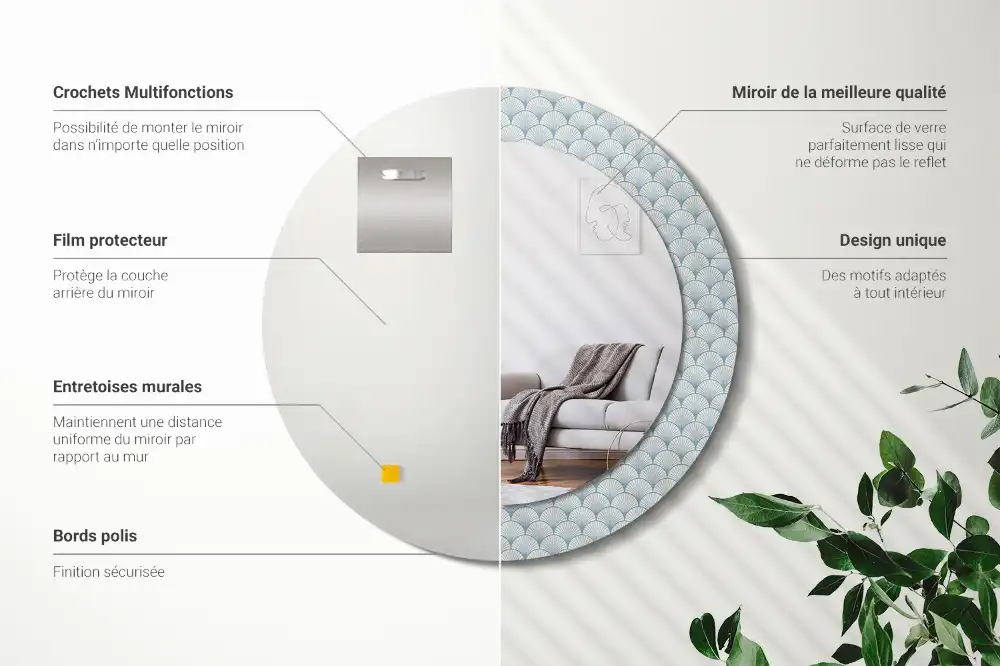 Specchio circolare stampato Modello retrò vintage