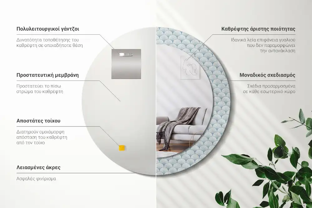 Specchio circolare stampato Modello retrò vintage