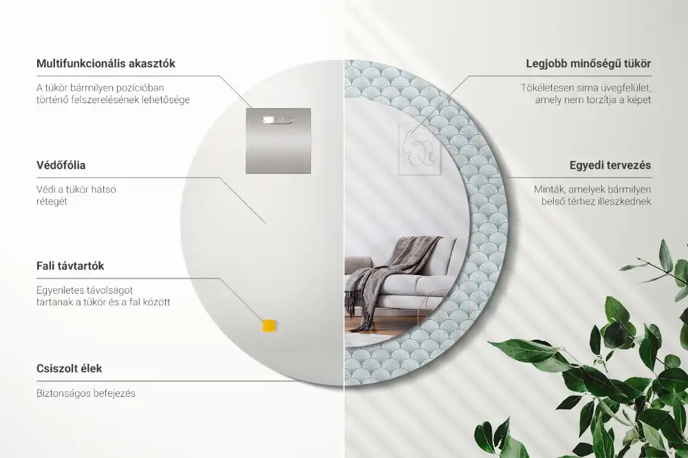 Specchio circolare stampato Modello retrò vintage