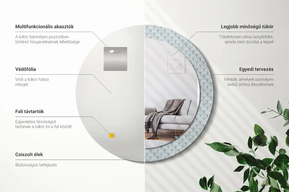 Specchio circolare stampato Modello retrò vintage