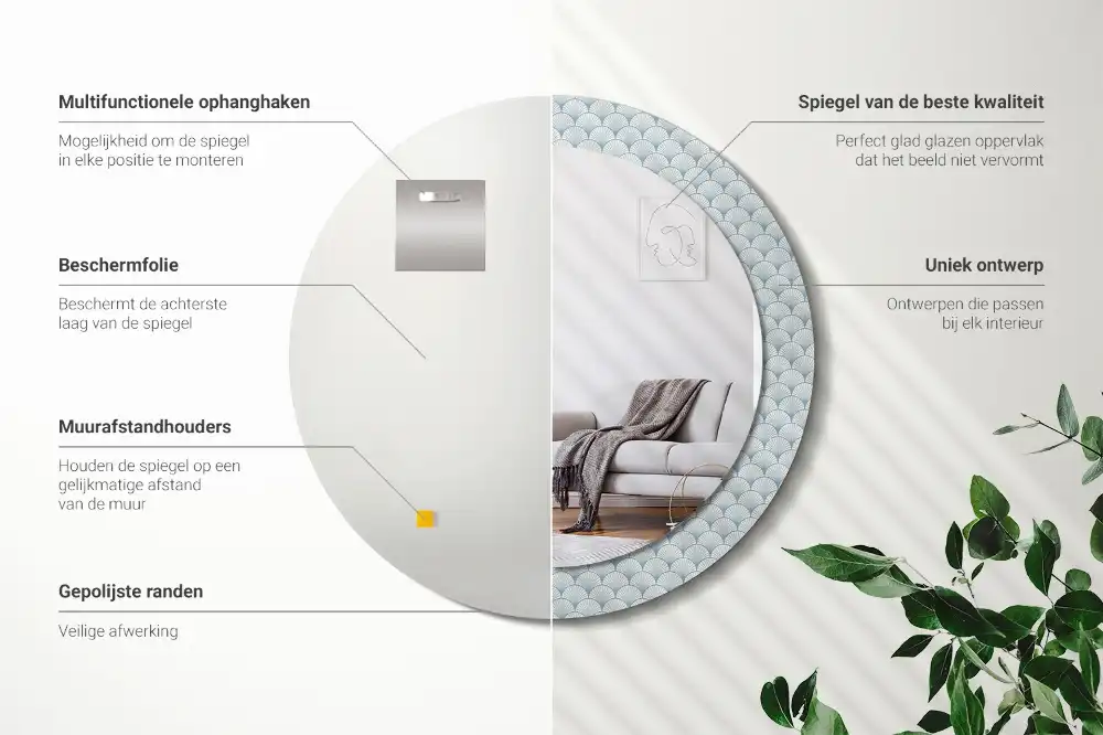 Specchio circolare stampato Modello retrò vintage