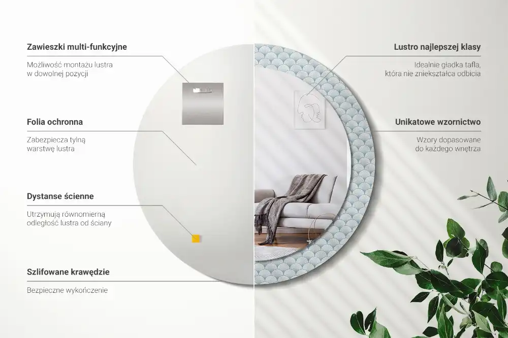 Specchio circolare stampato Modello retrò vintage