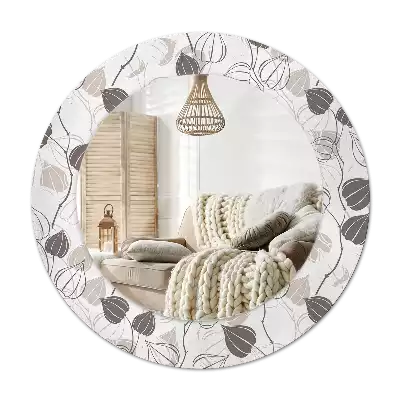 Specchio rotondo con cornice stampata Floreale astratto