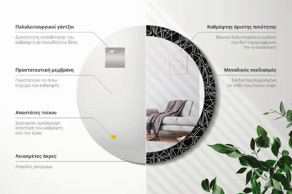 Specchio circolare decoro Motivo geometrico