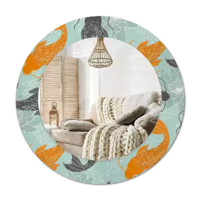 Specchio rotondo con cornice stampata Carpa koi