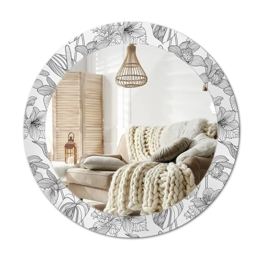 Specchio circolare decoro Motivo floreale