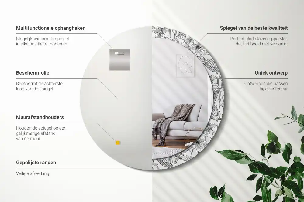 Specchio circolare decoro Motivo floreale