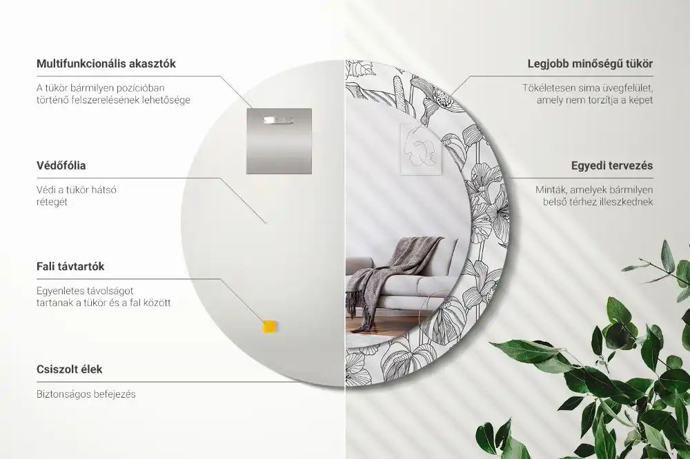 Specchio circolare decoro Motivo floreale