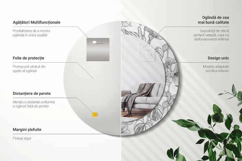 Specchio circolare decoro Motivo floreale