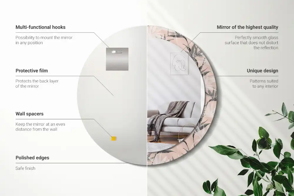 Specchio circolare stampato Strelitzia