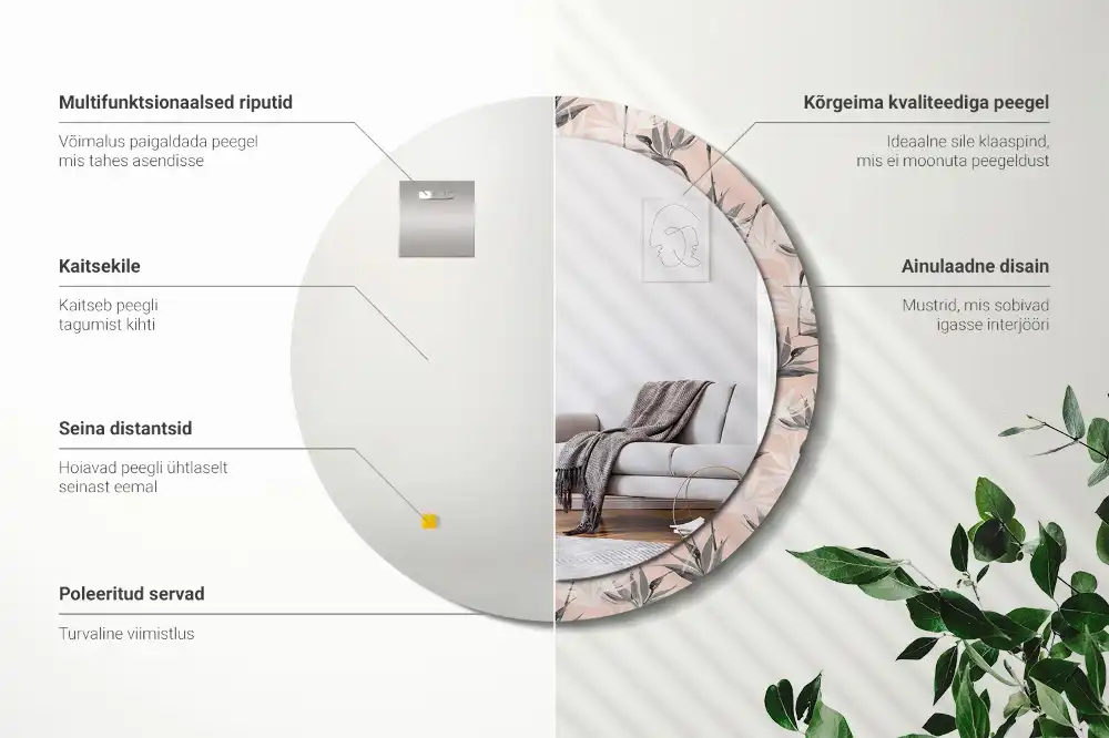 Specchio circolare stampato Strelitzia