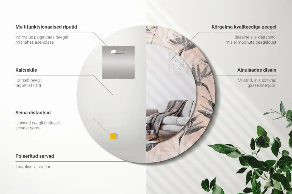 Specchio circolare stampato Strelitzia