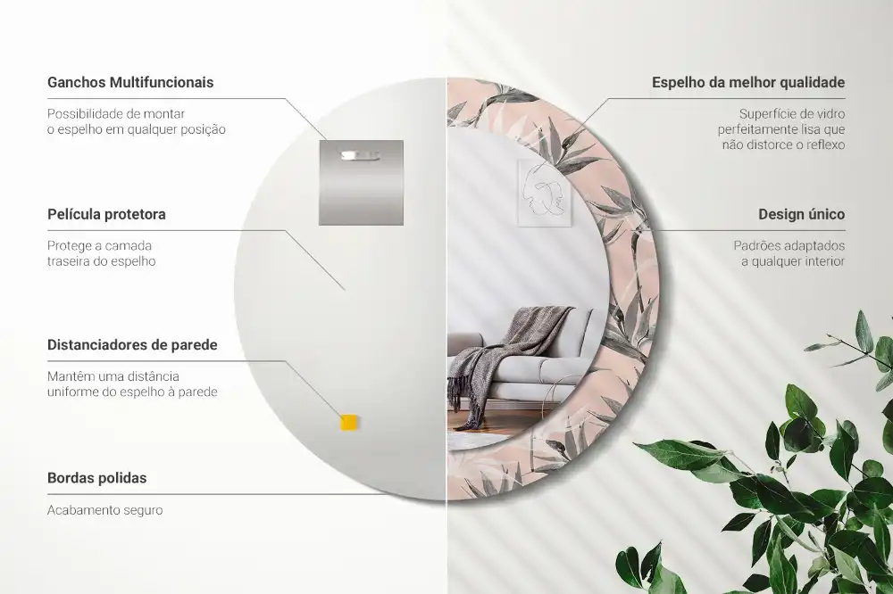 Specchio circolare stampato Strelitzia