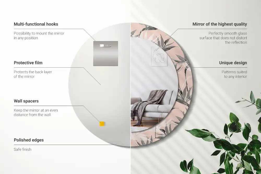 Specchio circolare stampato Strelitzia