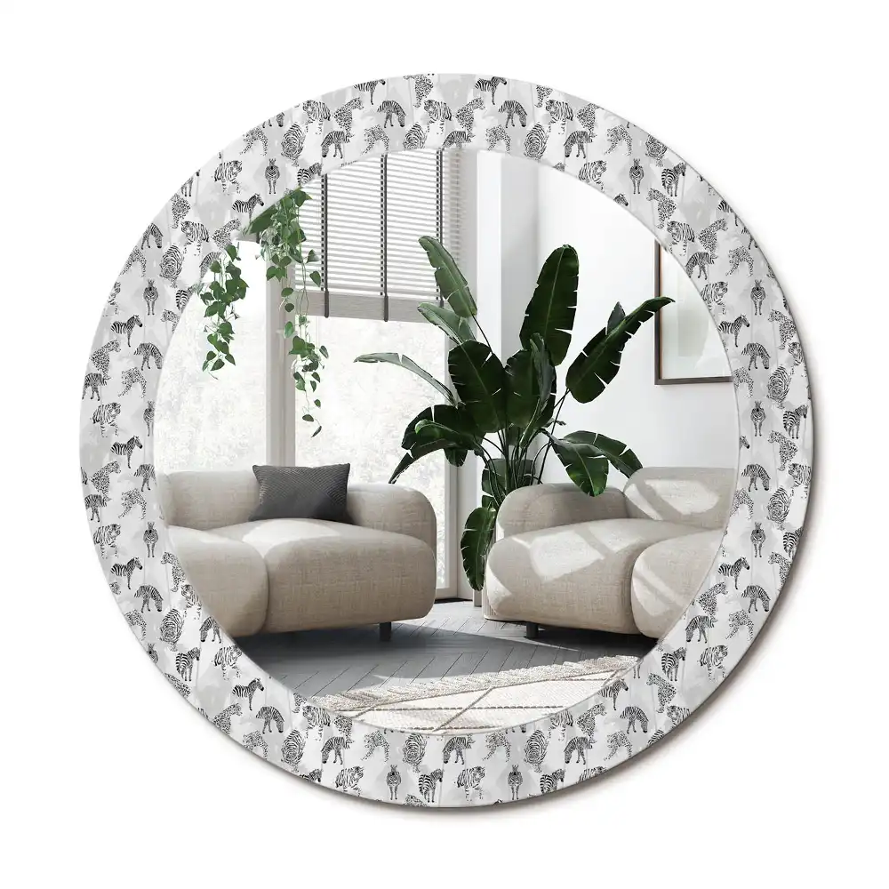 Specchio circolare stampato Tigre tropicale