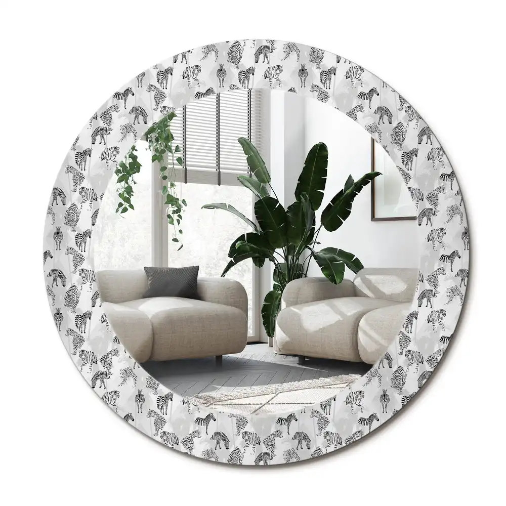 Specchio circolare stampato Tigre tropicale