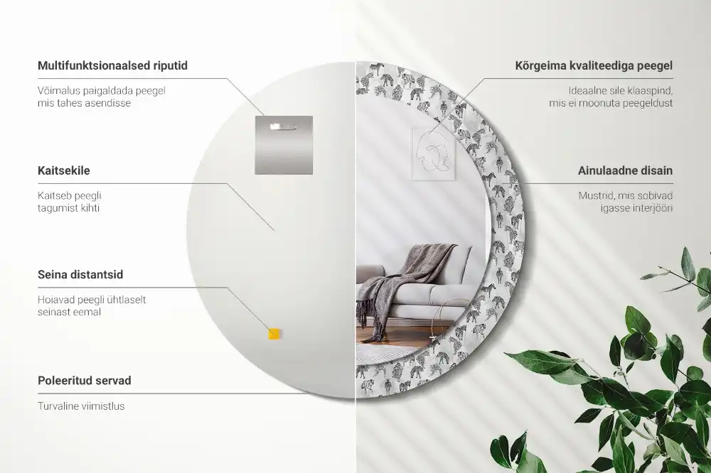 Specchio circolare stampato Tigre tropicale