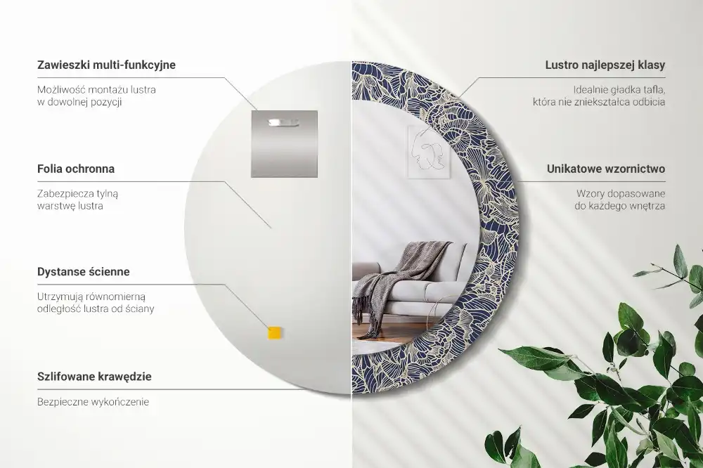 Specchio circolare decoro Fiori