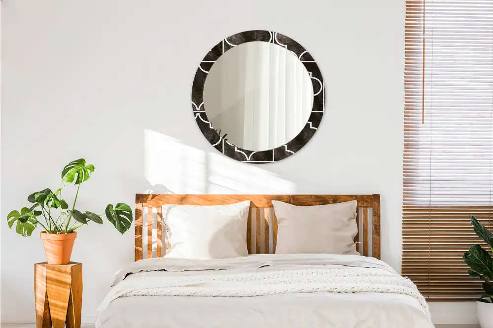 Specchio rotondo con cornice stampata Modello antico