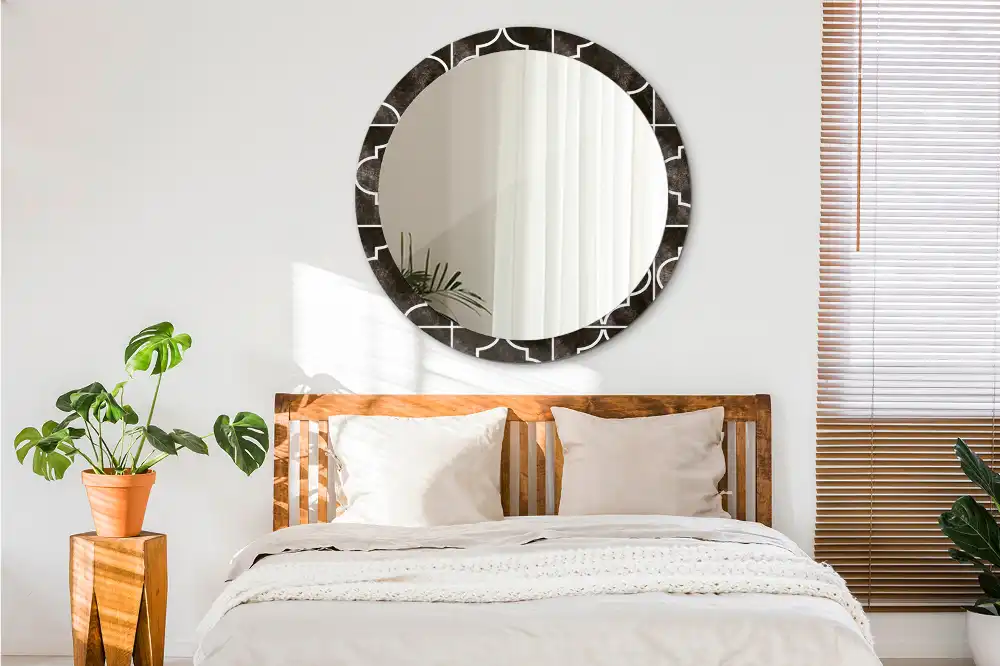 Specchio rotondo con cornice stampata Modello antico