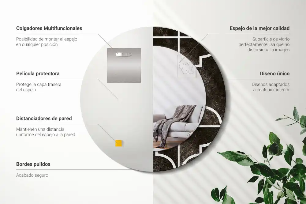 Specchio rotondo con cornice stampata Modello antico