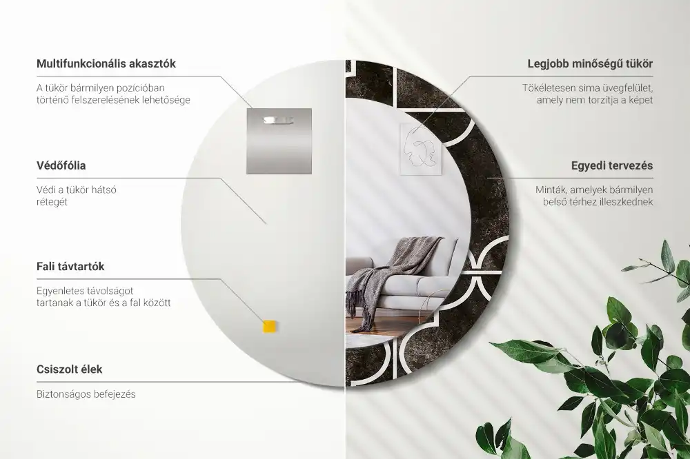 Specchio rotondo con cornice stampata Modello antico