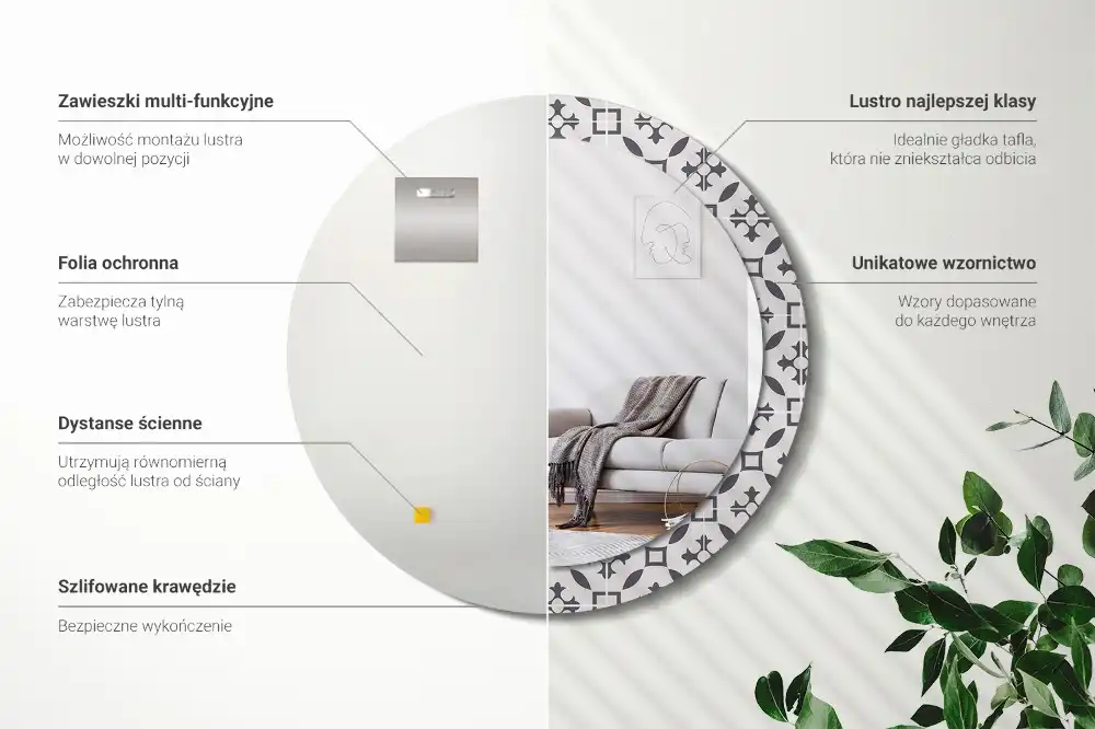 Specchio circolare decoro Modello di piastrella