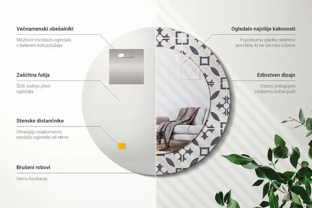 Specchio circolare decoro Modello di piastrella