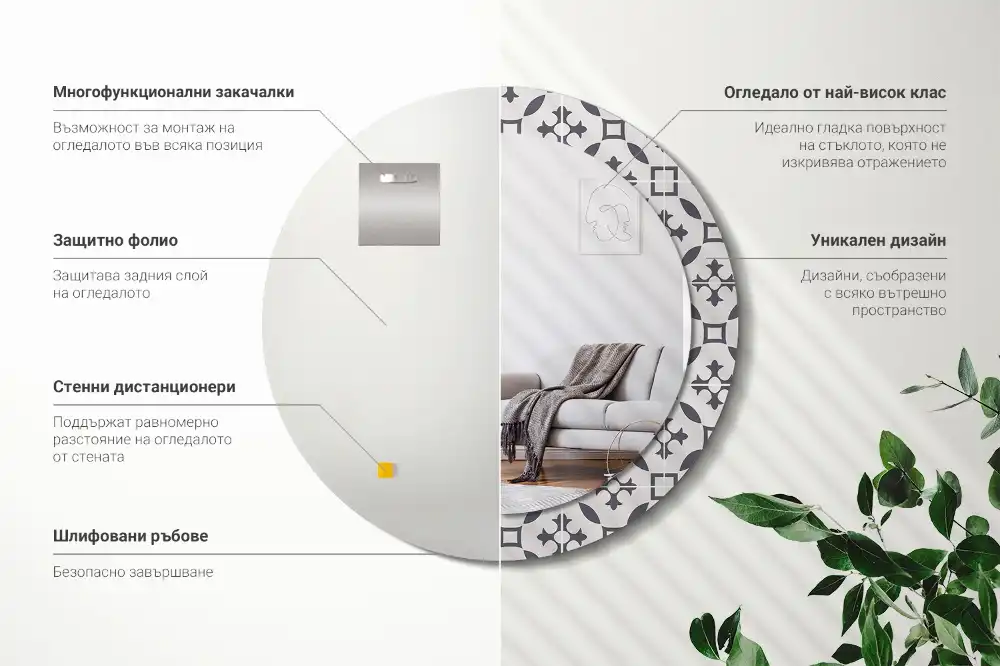 Specchio circolare decoro Modello di piastrella