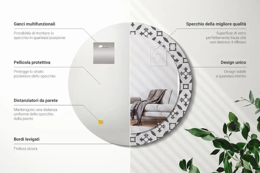 Specchio circolare decoro Modello di piastrella