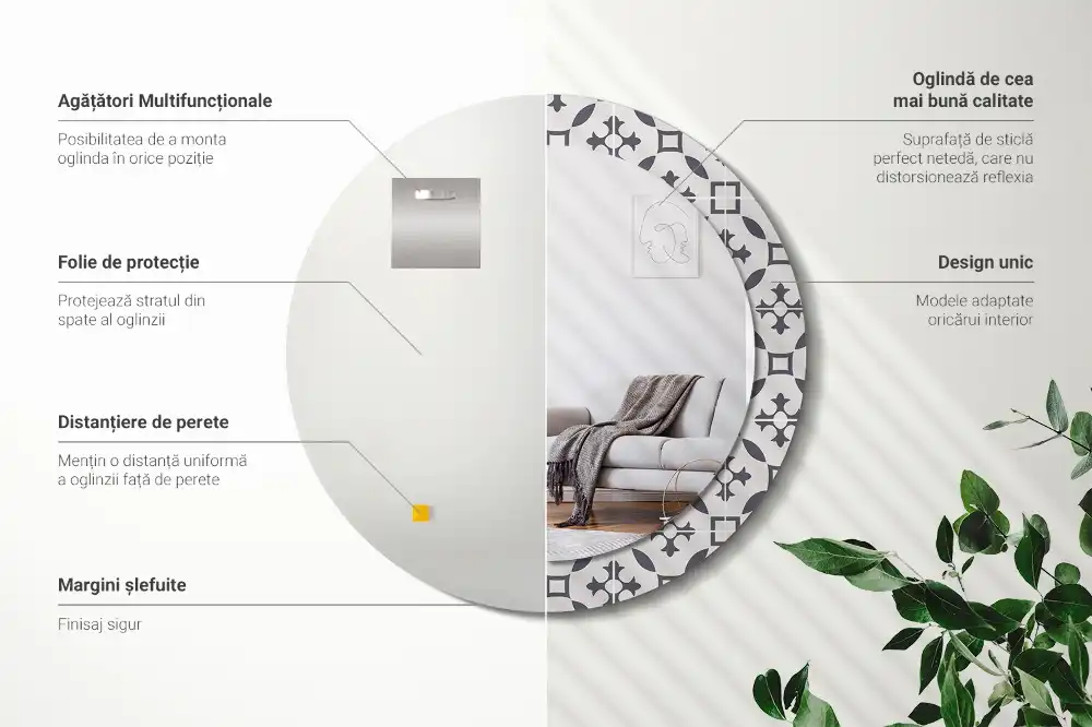 Specchio circolare decoro Modello di piastrella