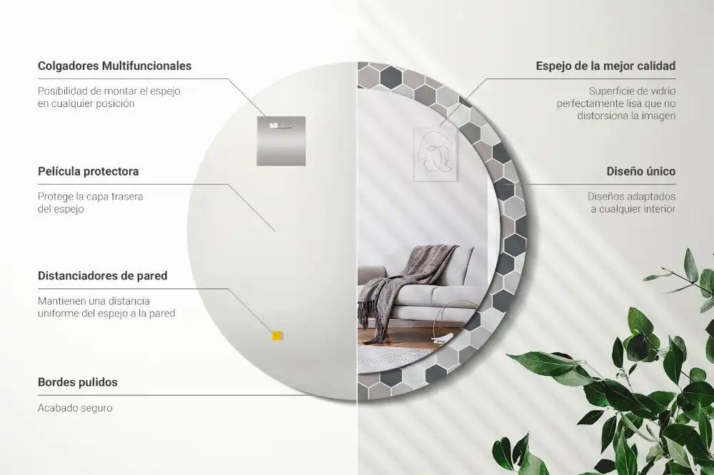 Specchio circolare stampato Modello esagonale