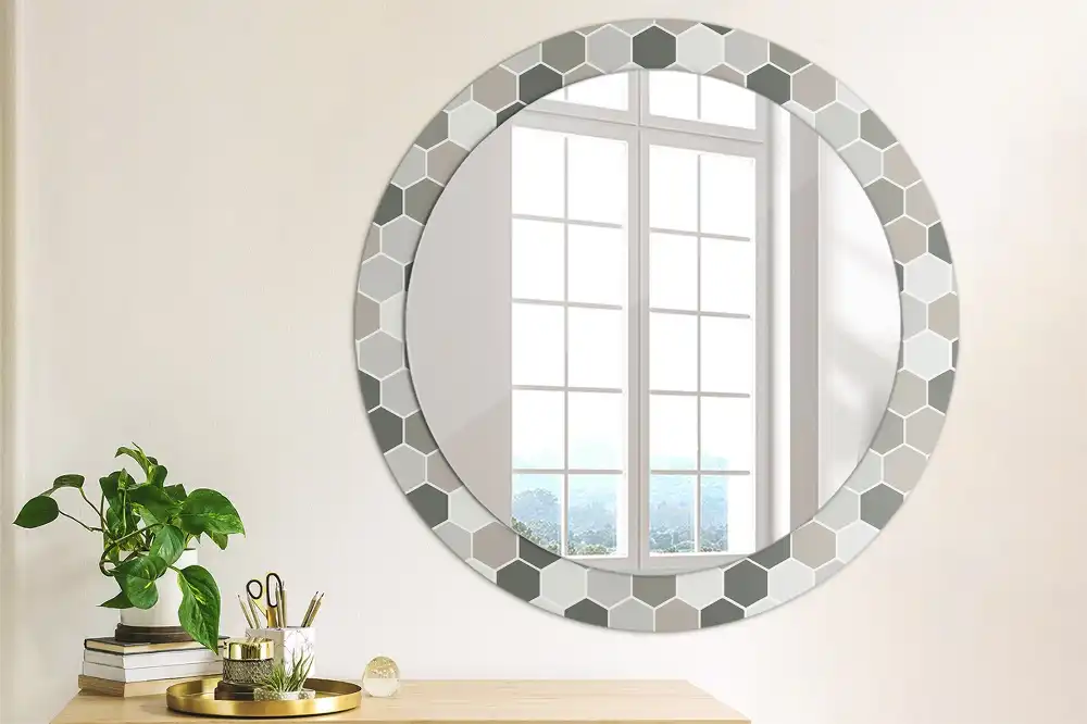 Specchio circolare stampato Modello esagonale