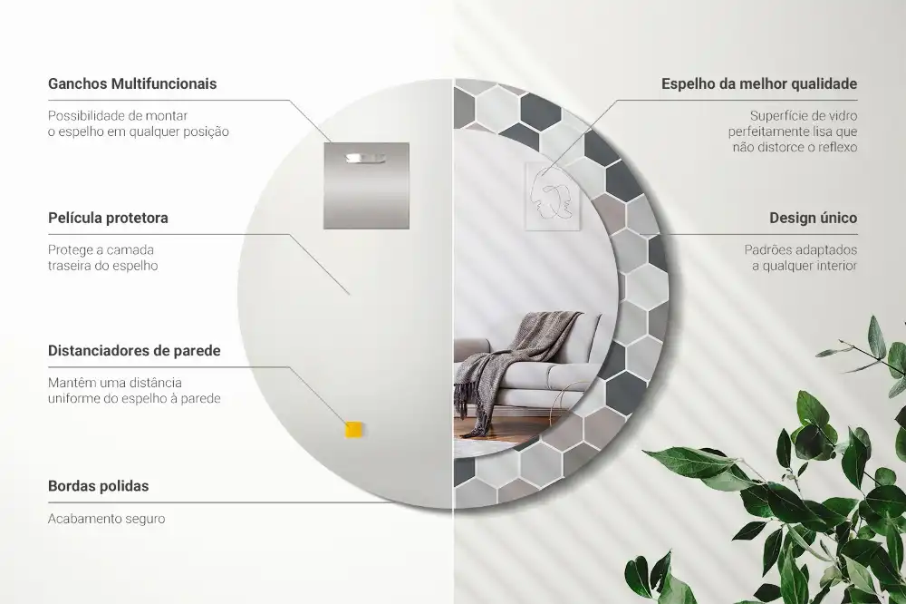 Specchio circolare stampato Modello esagonale