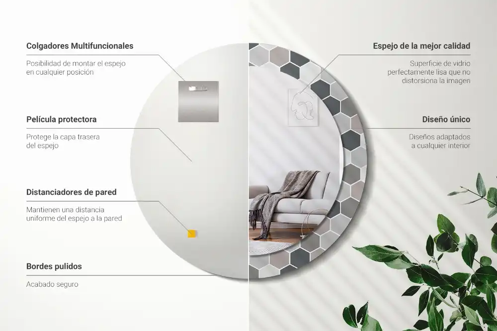 Specchio circolare stampato Modello esagonale