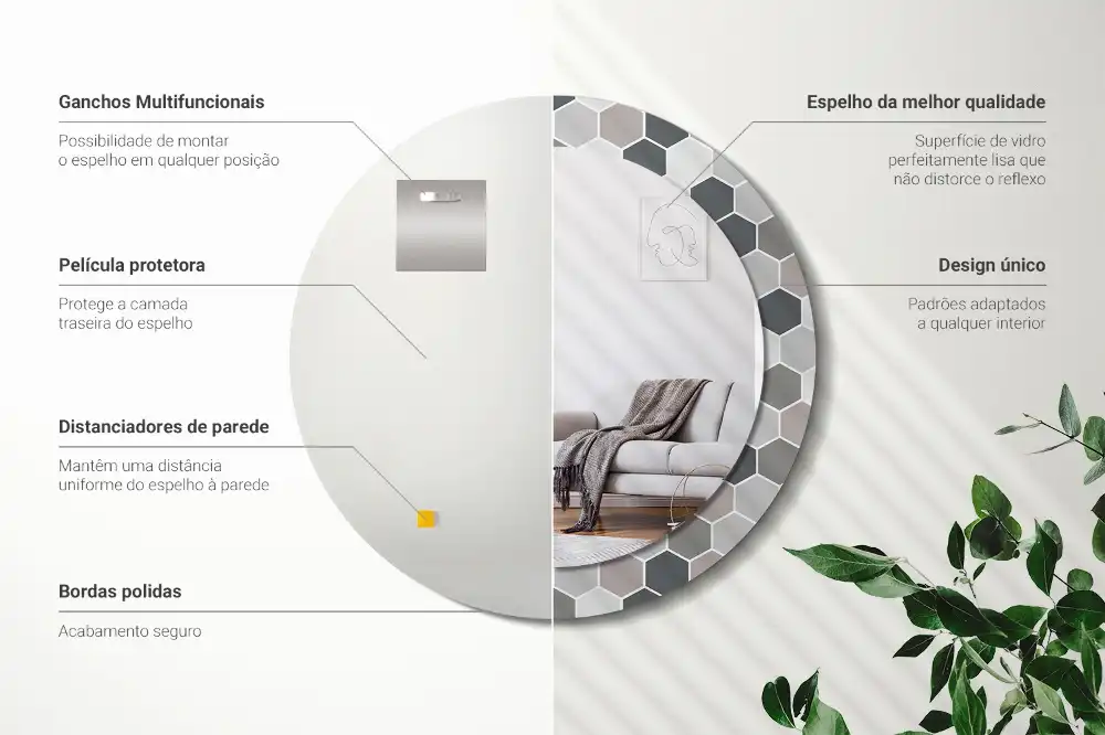 Specchio circolare stampato Modello esagonale