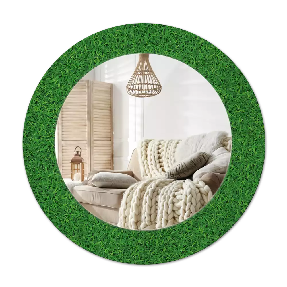 Specchio circolare decoro Erba verde