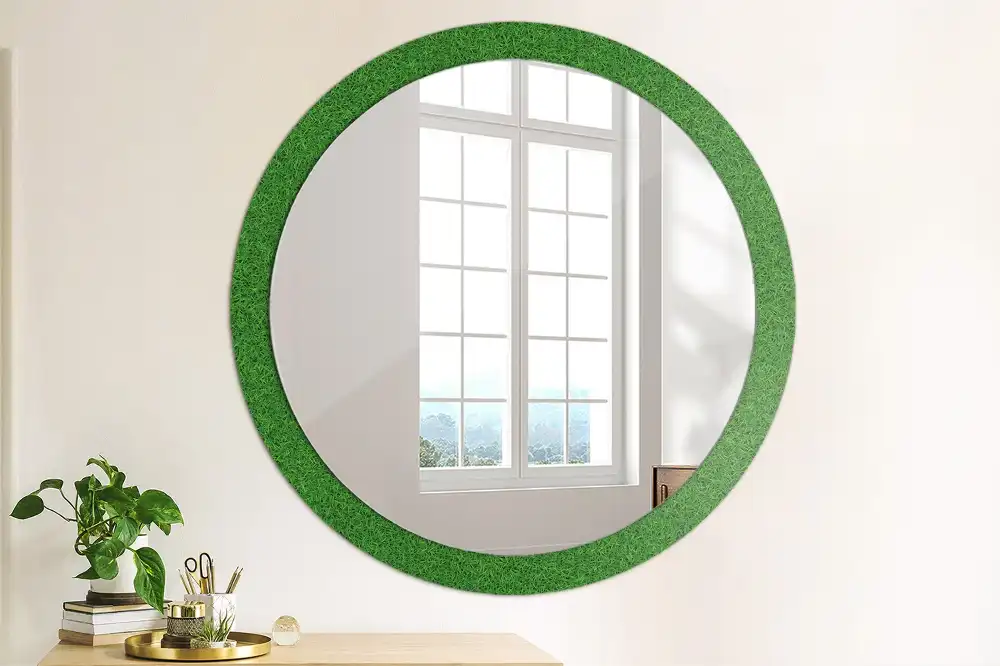 Specchio circolare decoro Erba verde