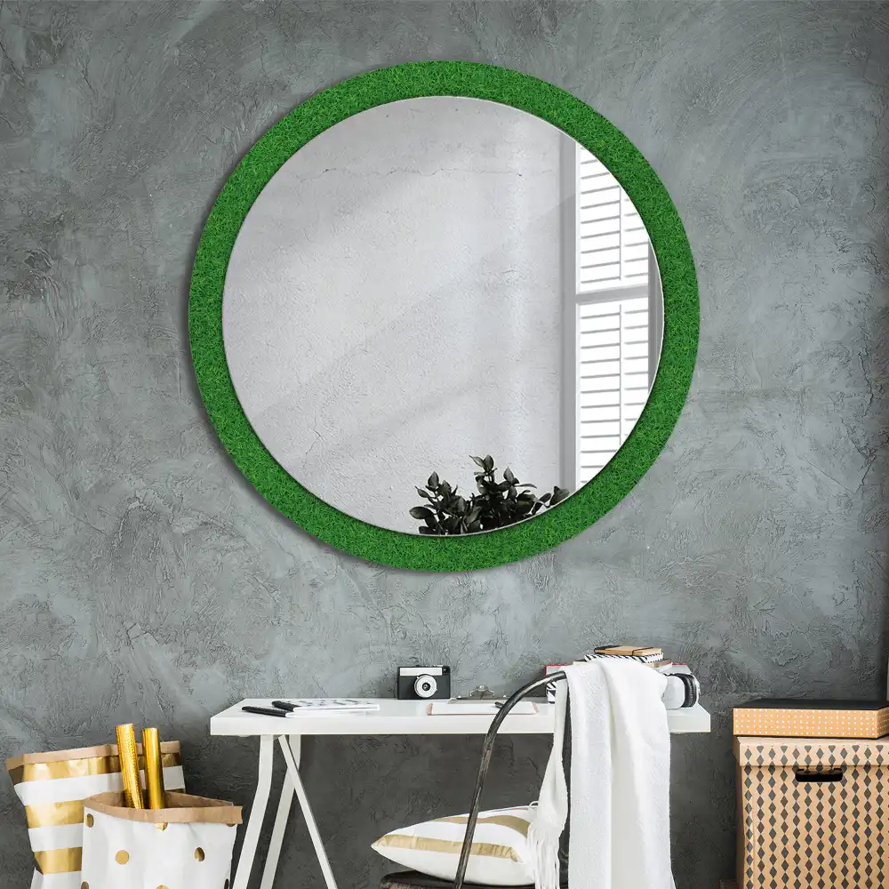 Specchio circolare decoro Erba verde
