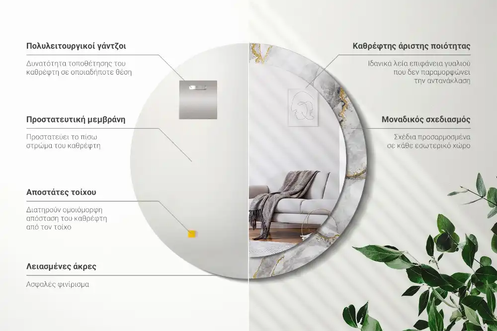 Specchio circolare decoro Modello in marmo