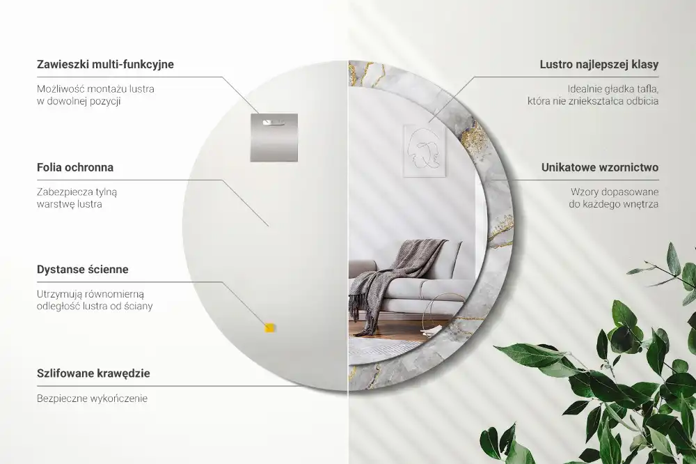 Specchio circolare decoro Modello in marmo