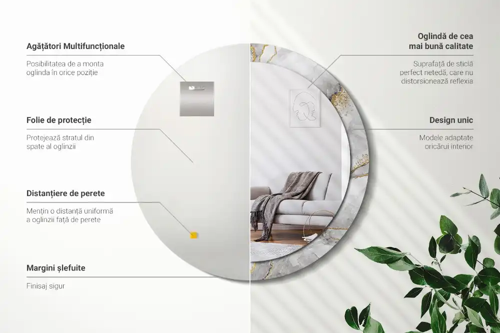 Specchio circolare decoro Modello in marmo