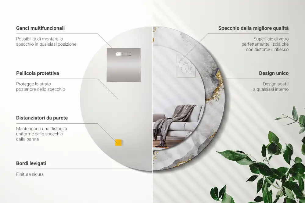 Specchio circolare decoro Modello in marmo