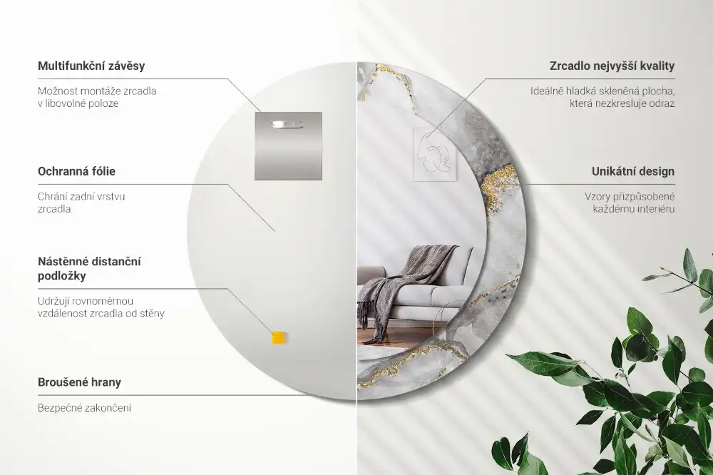 Specchio circolare decoro Modello in marmo