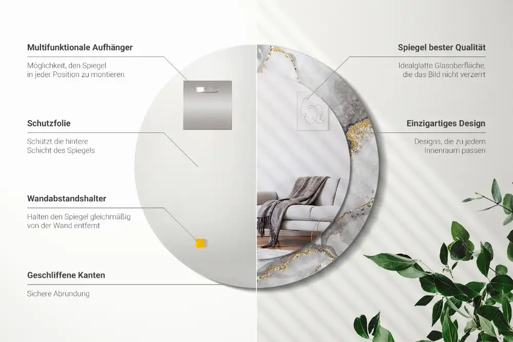 Specchio circolare decoro Modello in marmo